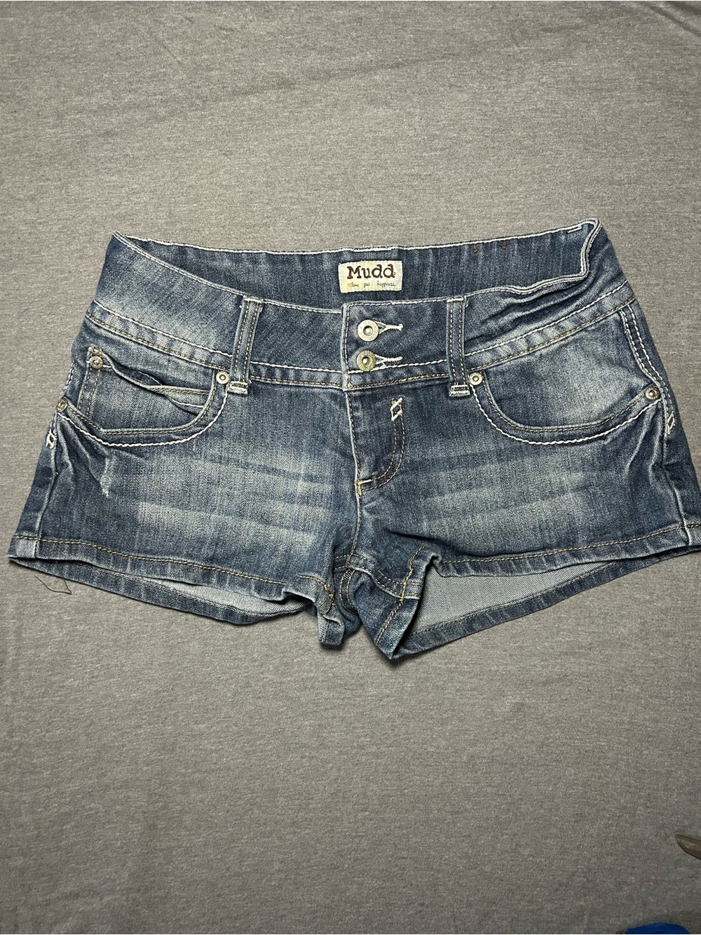 Mudd Y2K Low-Rise Micro Shorts Faded Blue Denim Shorts